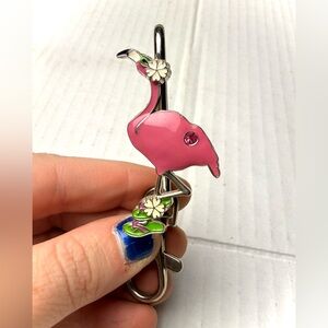 Alexx Inc Finders Key Purse Bag Charm Key Chain Pink Flamingo Rhinestone Sandals